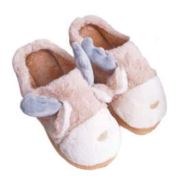 FRID Women's Slippers With Fur Beige Reindeer Deff
