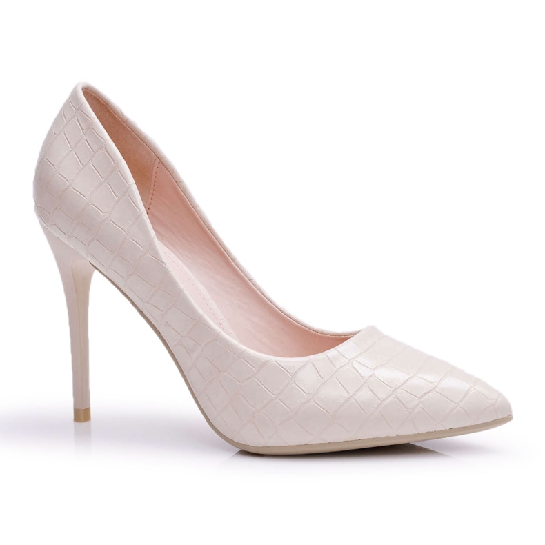 PS1 Women's Stilettos Alligator Print Beige Flop