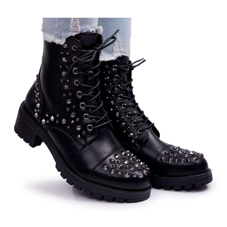 SEA Women's Boots Workers With Rhinestones Black Gether SEA Women's Boots Workers With Rhinestones Black Gether