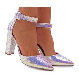 SEA Women's Pumps On Heel Opalescent Magnetic Silver multicolored grey SEA Women's Pumps On Heel Opalescent Magnetic Silver multicolored grey