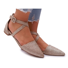 PS1 Women's Glitter Ballerinas in Spitz Gold Vontare golden