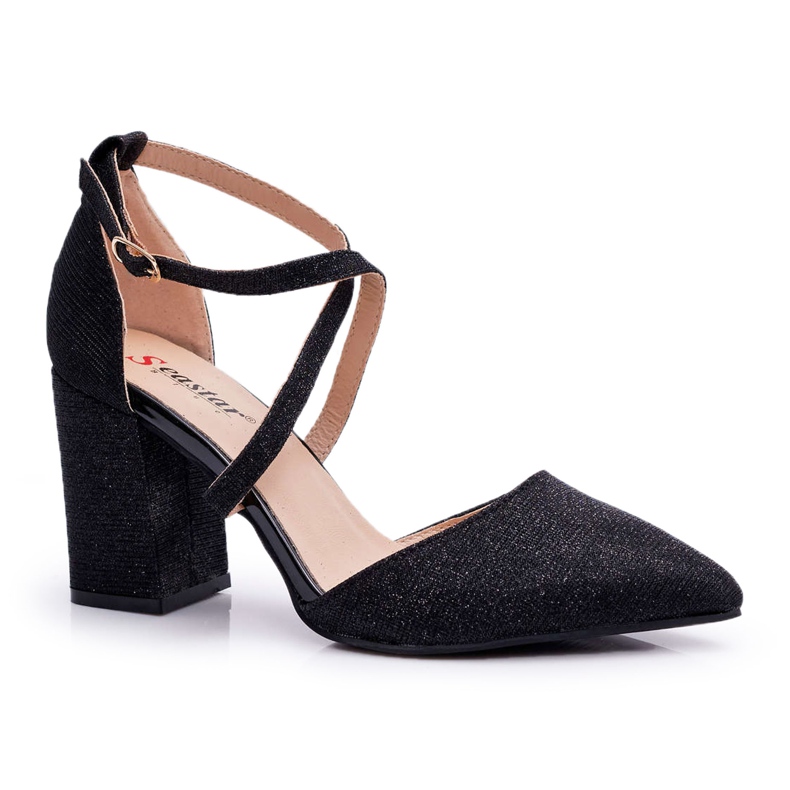 SEA Women's Pumps On A Heel Glitter Black Perset multicolored