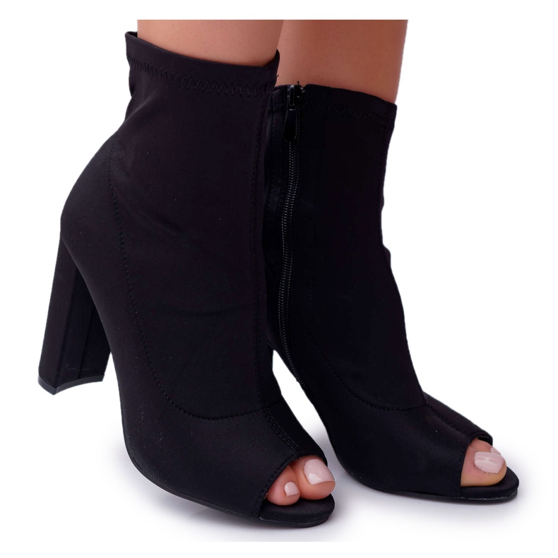 PS1 Women's Boots On A High Heel Lycra Open Toes Black First