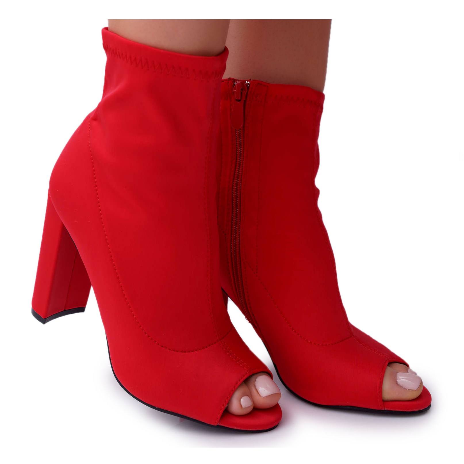 red lycra boots