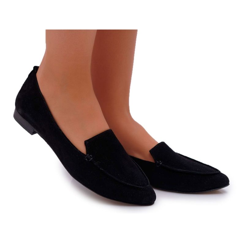 Nicole Women's Loafers Suede Leather Loafers Black Homny