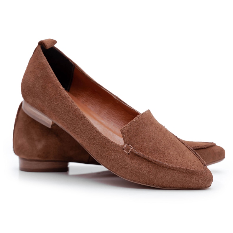Nicole Women's Loafers Suede Leather Loafers Cognac Homny brown
