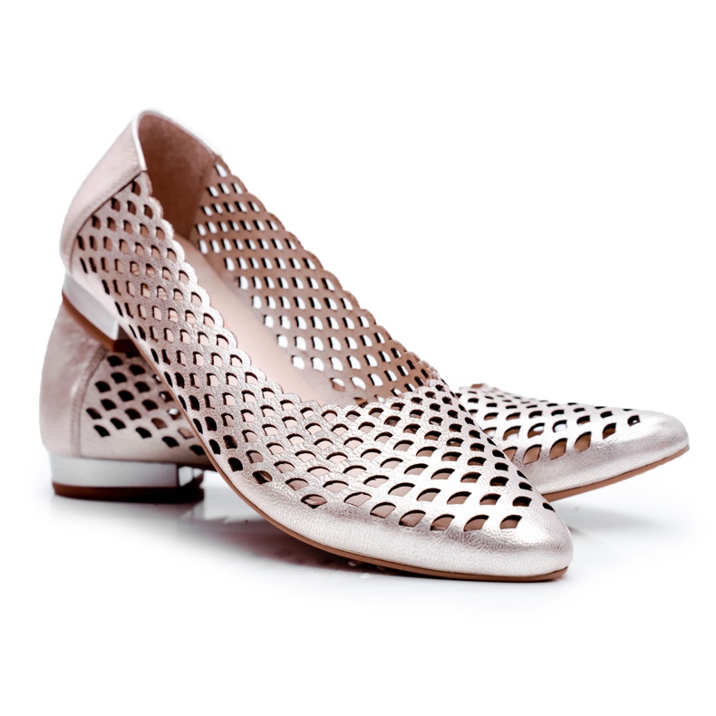 Women's Gold Leather Ballerinas Exquisite 1107/1 golden