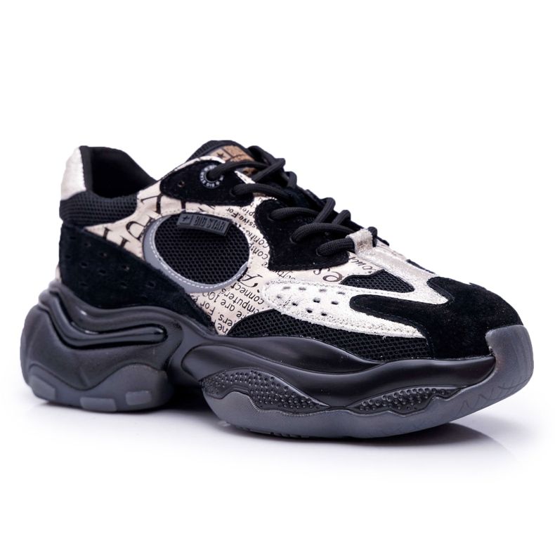 Women's Sport Shoes Big Star by Daniel Lopez Black and Gold FF274A524 yellow