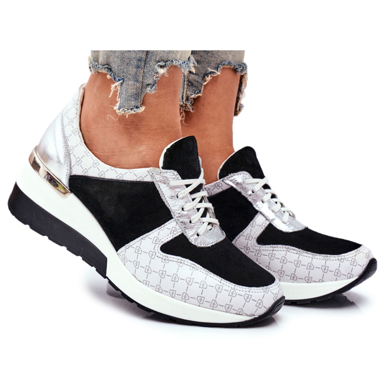 Sport Shoes Women's Leather Sneakers Nicole 2468 Besty white black