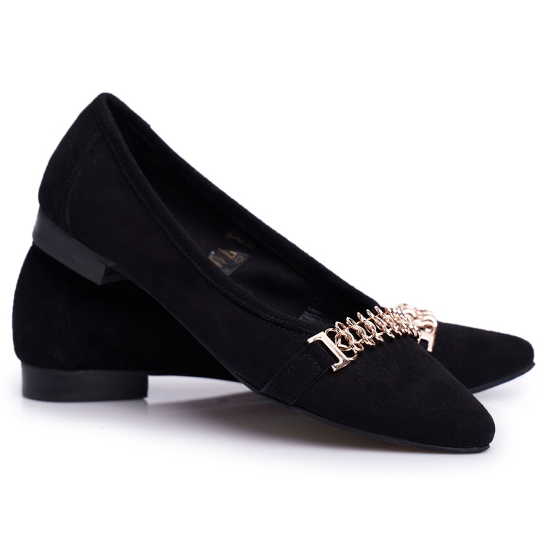 Women's Ballerinas Black Leather Suede Nicole 2466 Beferr