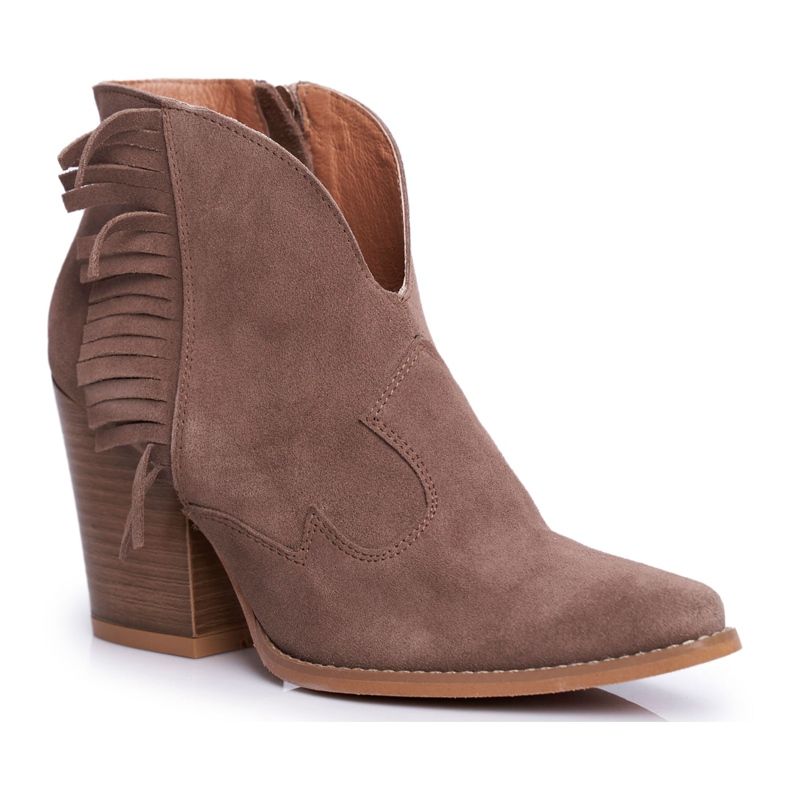 Women's Leather Boots on Heel Laura Messi Khaki 2133 brown Women's Leather Boots on Heel Laura Messi Khaki 2133 brown