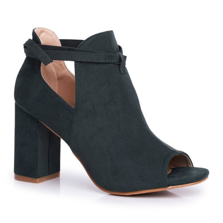 Vinceza Women's Boots Sandals On a Heel Open Toes Green Grays