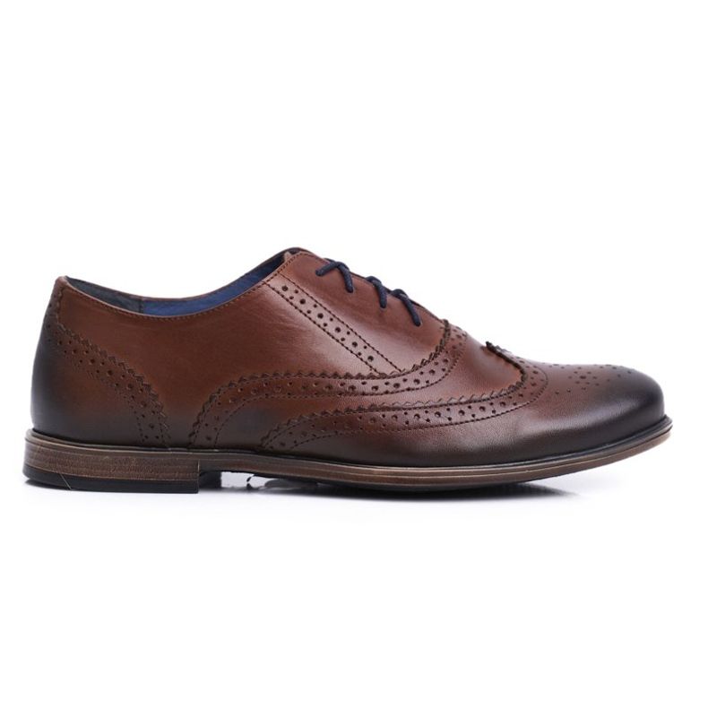 Men's Brogues Shoes Casual Nikopol Leather Brown 1733