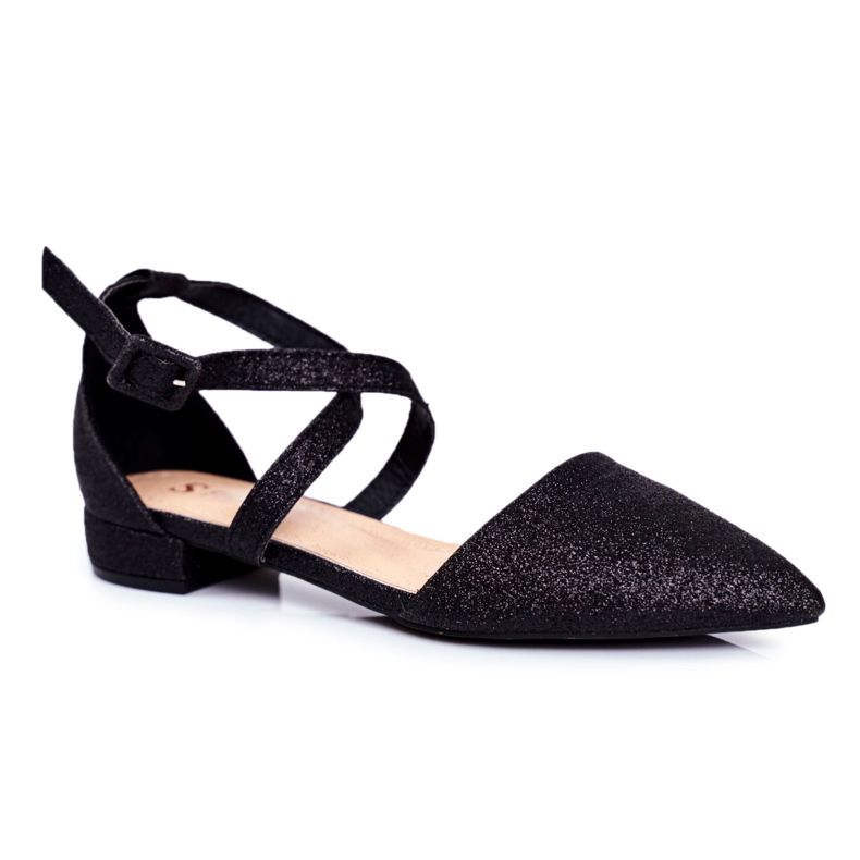 PS1 Women's Glitter Ballerinas in Spitz Black Vontare