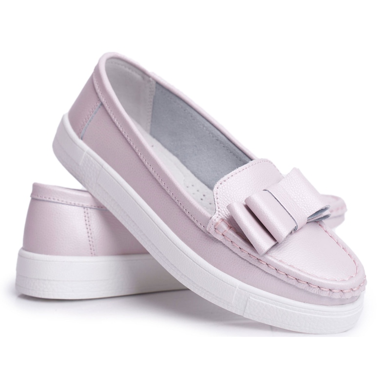 S.Barski Women's Loafers in Leather Pink Lovren