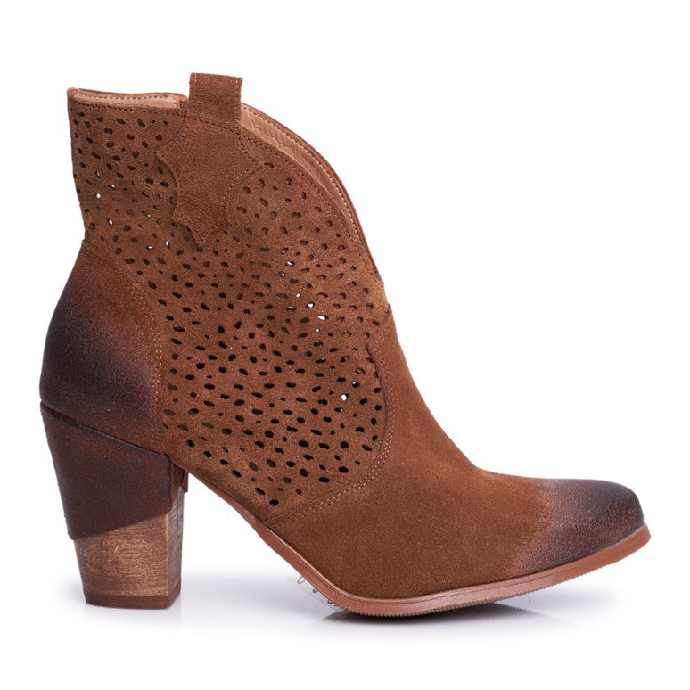 Women's Boots On Heel Leather Velor Cowboy Boots Exquisite Brown 1170 Women's Boots On Heel Leather Velor Cowboy Boots Exquisite Brown 1170