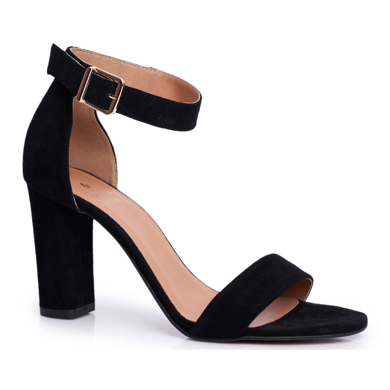 Women's Sandals On a Heel Leather Laura Messi Black Iliady 1760 Women's Sandals On a Heel Leather Laura Messi Black Iliady 1760