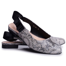 Women's Ballerinas Sergio Leone Gray Snake BL615 Lilon black grey