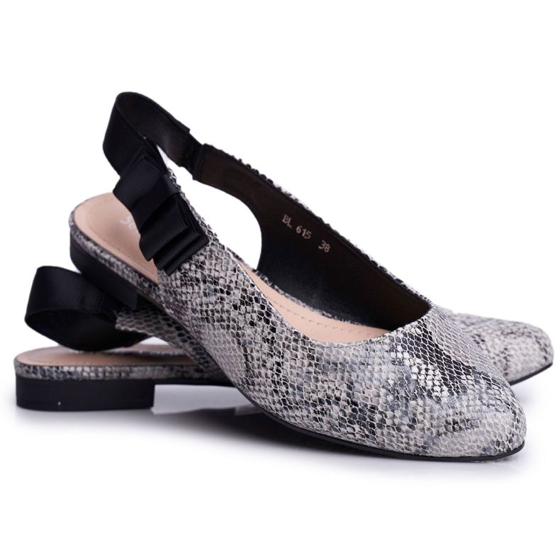 Women's Ballerinas Sergio Leone Gray Snake BL615 Lilon black grey