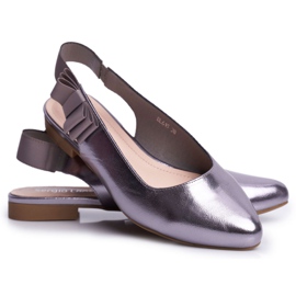 Women's Ballerinas Sergio Leone Silver Metallic BL615 Lilon grey