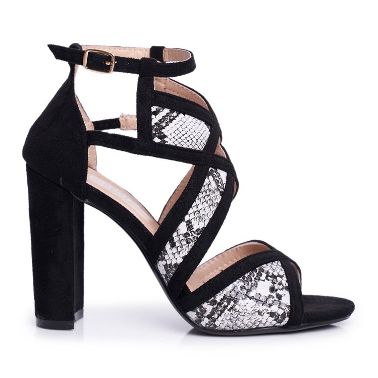 SEA Women's Sandals On Heel Suede Black Snake Emolly grey