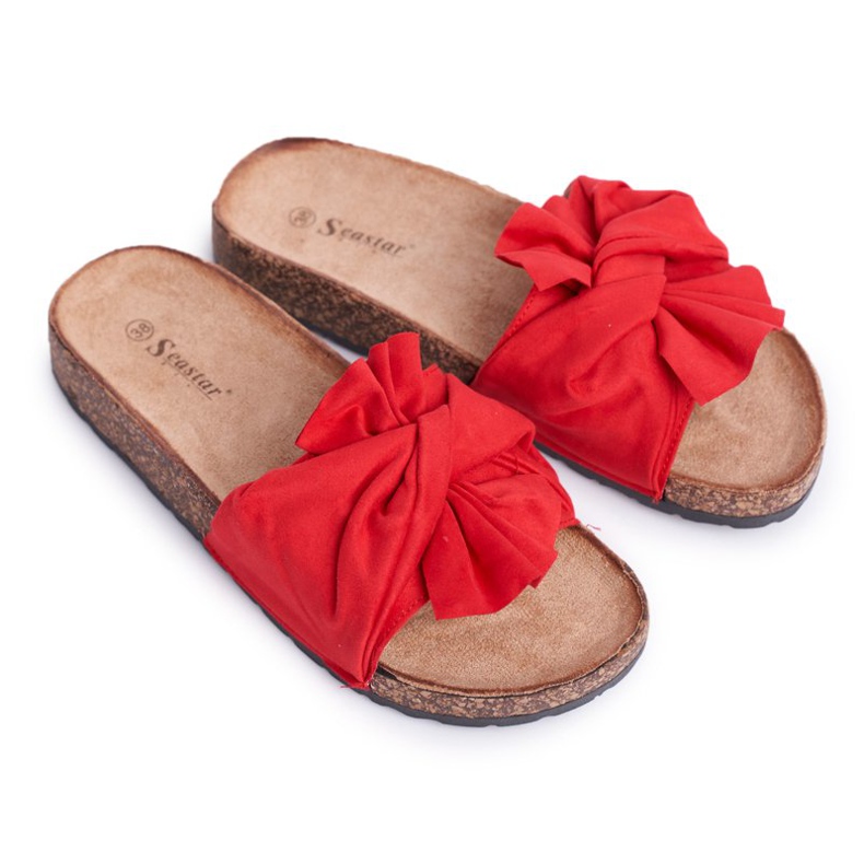 PS1 Women's Slippers On Cork Bows Red Felis
