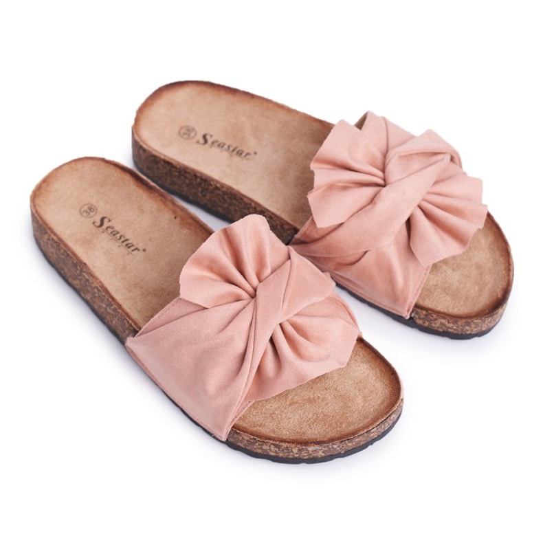 SEA Women's Slippers On Cork Bows Pink Felis