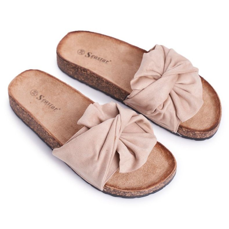 PS1 Women's Slippers On Cork Beige Felis Bows