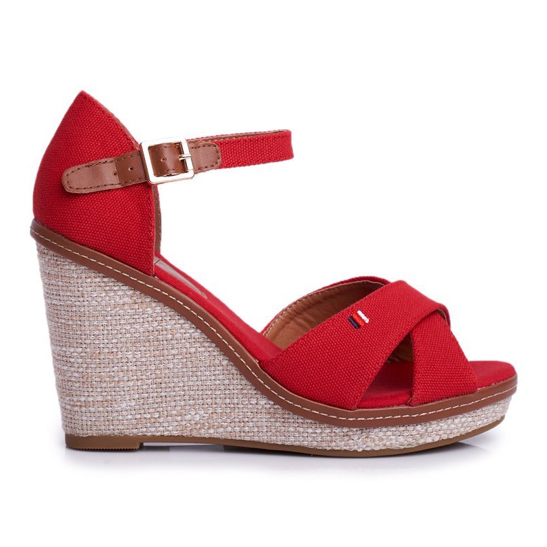 red wedge sandals