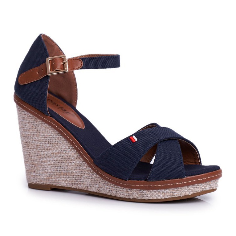 SEA Women's Sandals On Wedge Blue LaMane navy blue