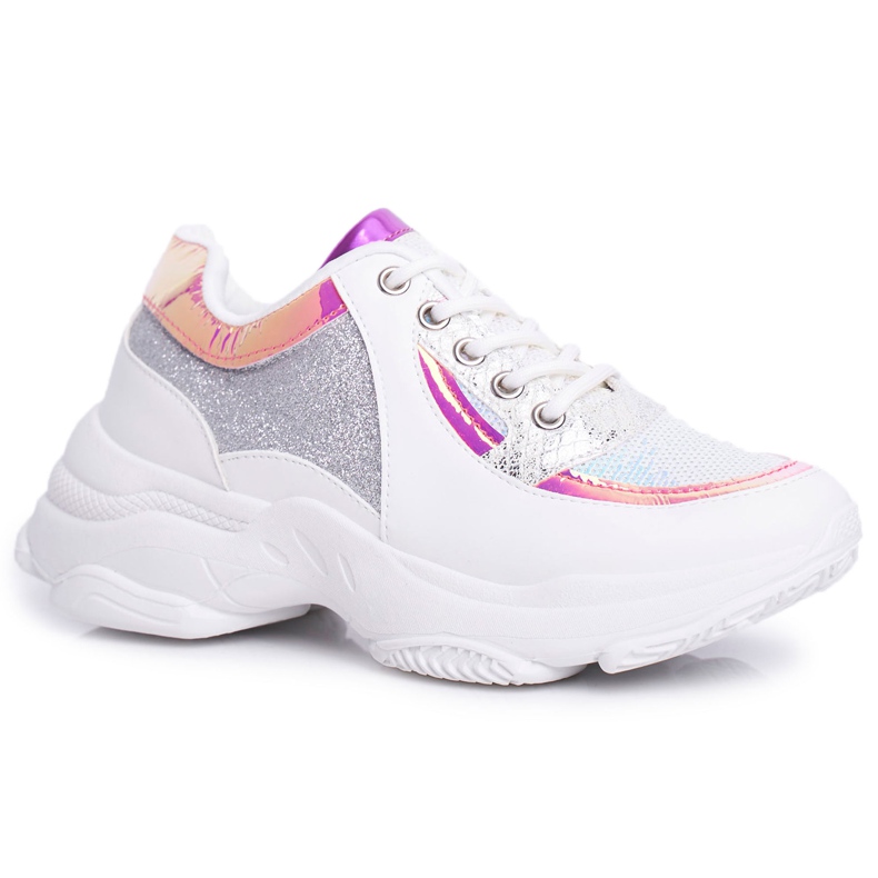 BUGO Women's Sport Shoes Glitter White Vebi