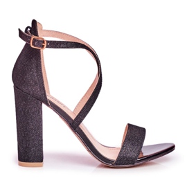 PS1 Women's Sandals On A Heel Glitter Black Vivi PS1 Women's Sandals On A Heel Glitter Black Vivi