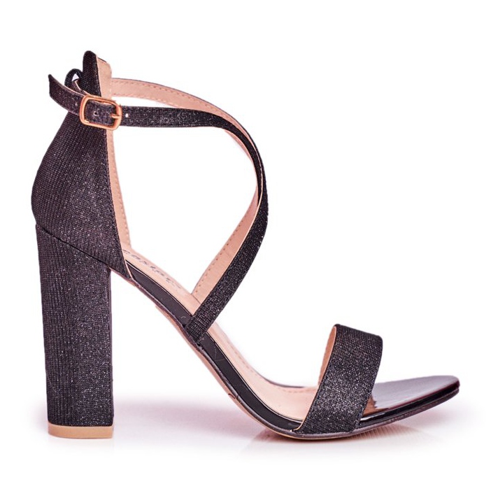 PS1 Women's Sandals On A Heel Glitter Black Vivi