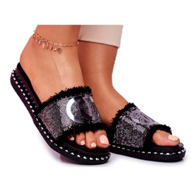 PS1 Black Valley Women's Slippers With Crystals