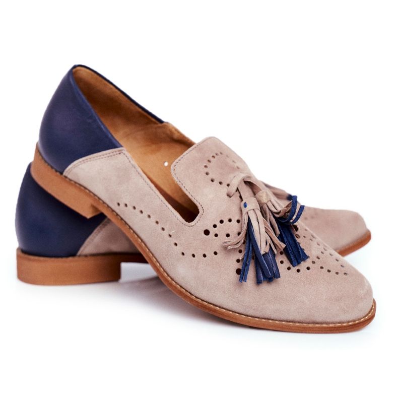 Women's Brogues Maciejka Leather Loafers Beige 04484-04 / 00-5