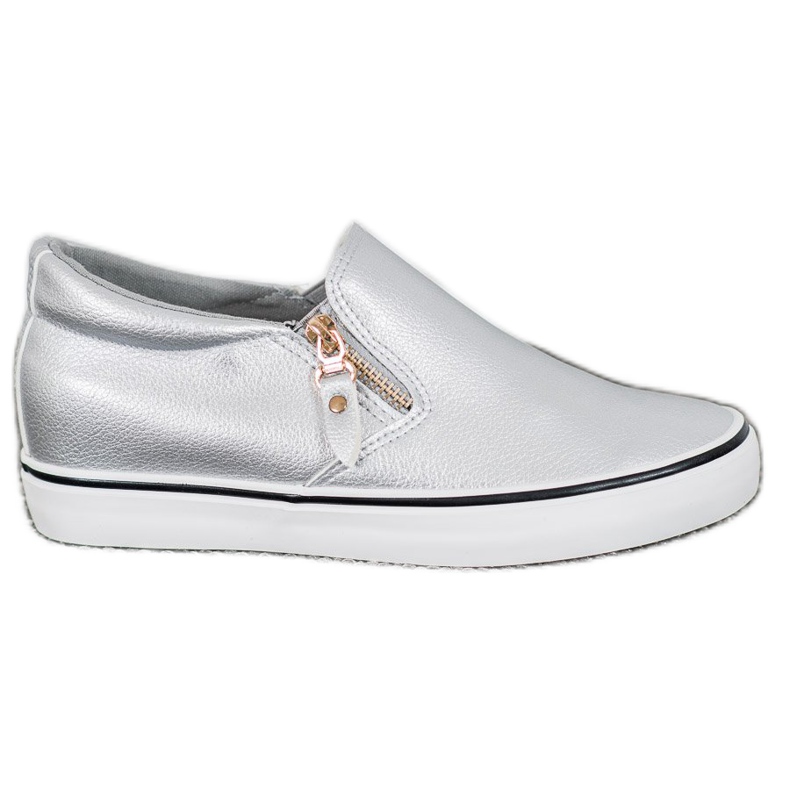 SHELOVET Gray Slipons With A Zipper grey