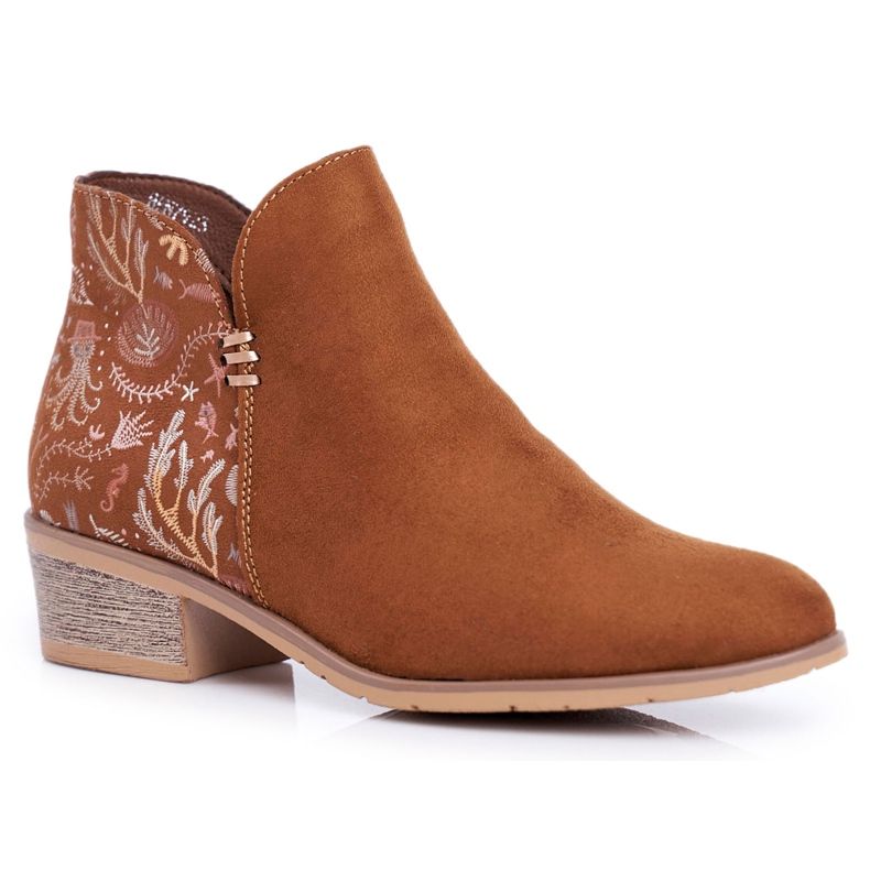 Women's Boots On Flat Heel Spring Camel Elizabeth brown