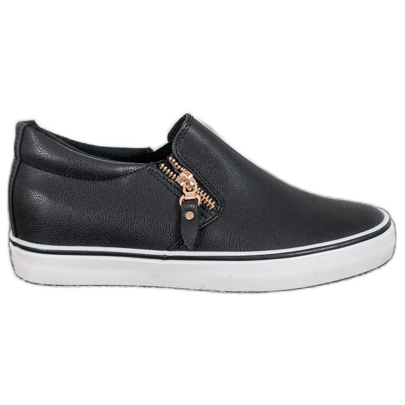 SHELOVET Black Slipons With A Zipper
