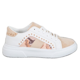 SHELOVET Fashionable Sneakers On The Platform white brown