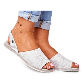 Women's Sandals Flat Sergio Leone Silver SK030 grey