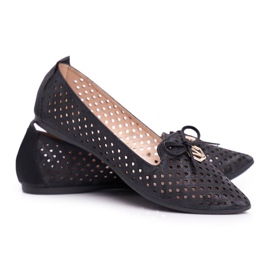 Vinceza Women's openwork ballerinas Black Manam