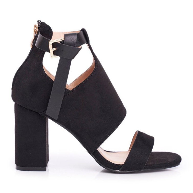 Vinceza Women's Sandals On A High Heel With A Shank Black Palms