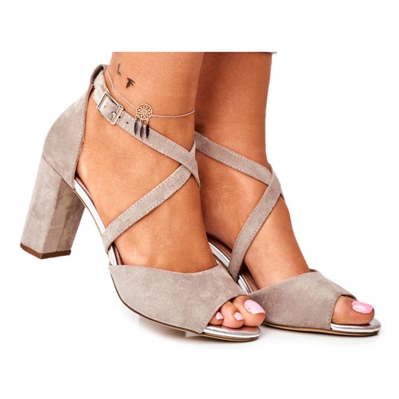 Women's Sandals On High Heel Sergio Leone Gray SK865 grey