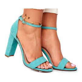 ADY Women's Sandals On Heel Suede Green Anastasie