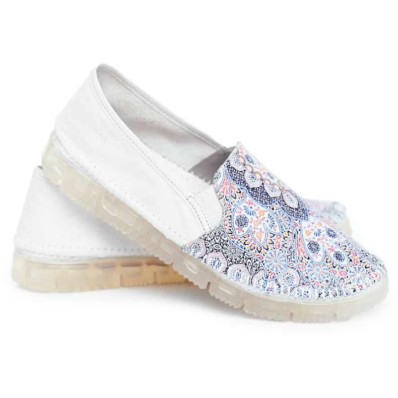 Women's Brogues Maciejka Leather Slip-ons White 03512-46 multicolored