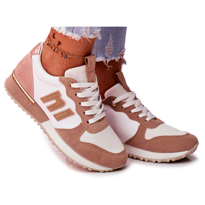 BUGO Women's Sport Shoes White and Beige Funky brown pink BUGO Women's Sport Shoes White and Beige Funky brown pink