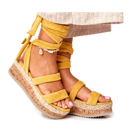 FS1 Women's Sandals On The Platform Tied Yellow La Favorite FS1 Women's Sandals On The Platform Tied Yellow La Favorite