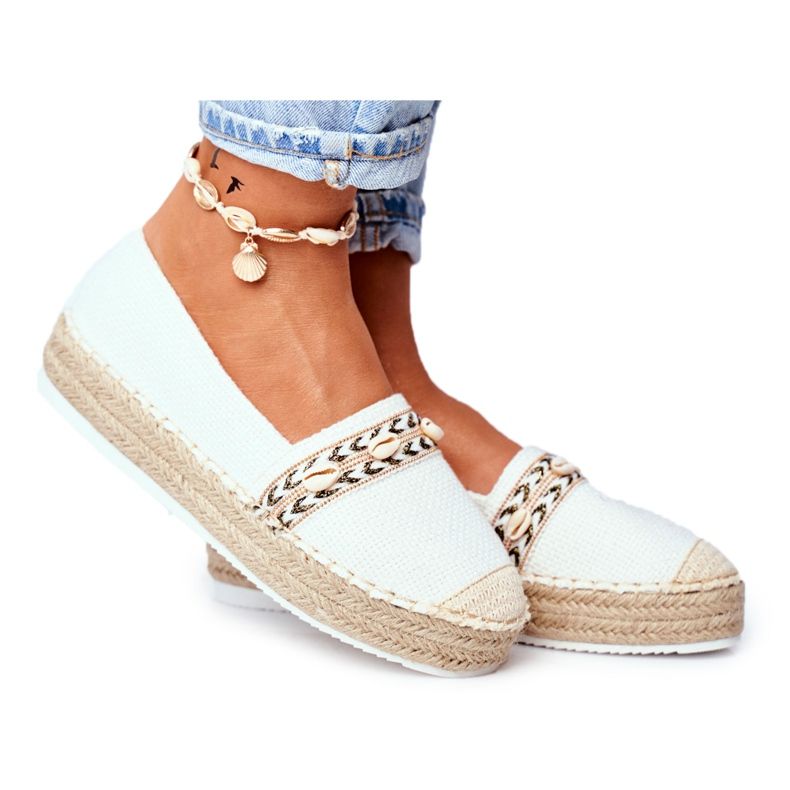 HAN Women's Espadrilles On White Mindi Linen Platform