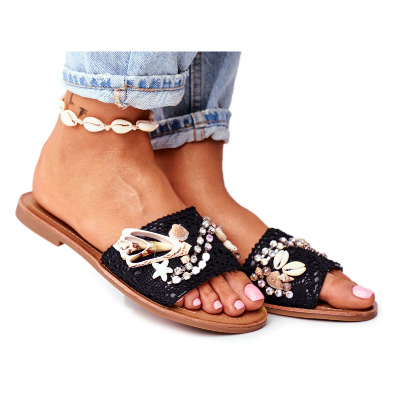 FS1 Women's Black Slippers With Shells Spain FS1 Women's Black Slippers With Shells Spain