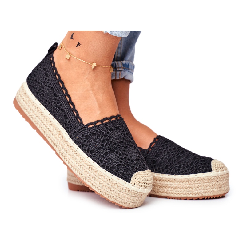 ADY Women's Espadrilles Lace Black Desante Platform